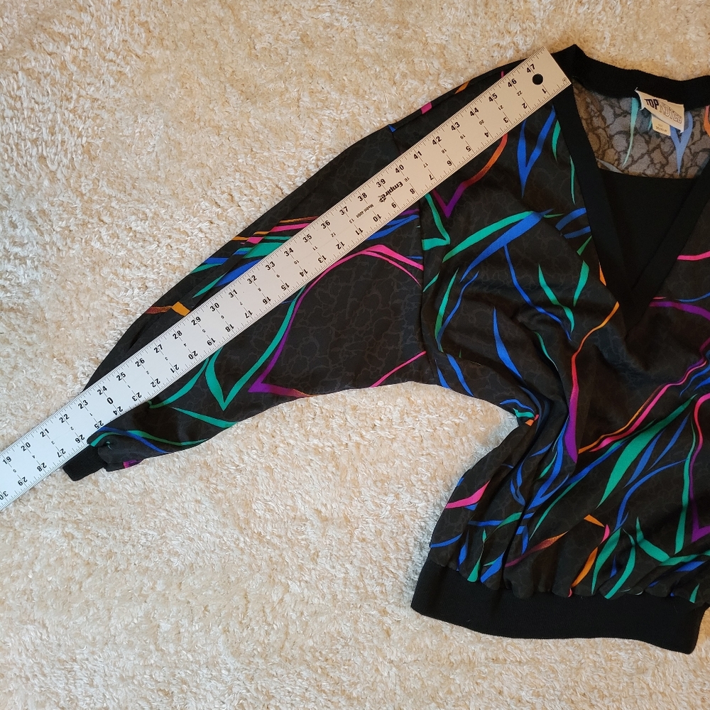 Vintage Retro TopNotch black and multi-color top size 18w - Picture 7 of 7